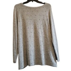 Sisters Women's Grey Studded‎ Embellished Sweater Cardigan Layered Look M